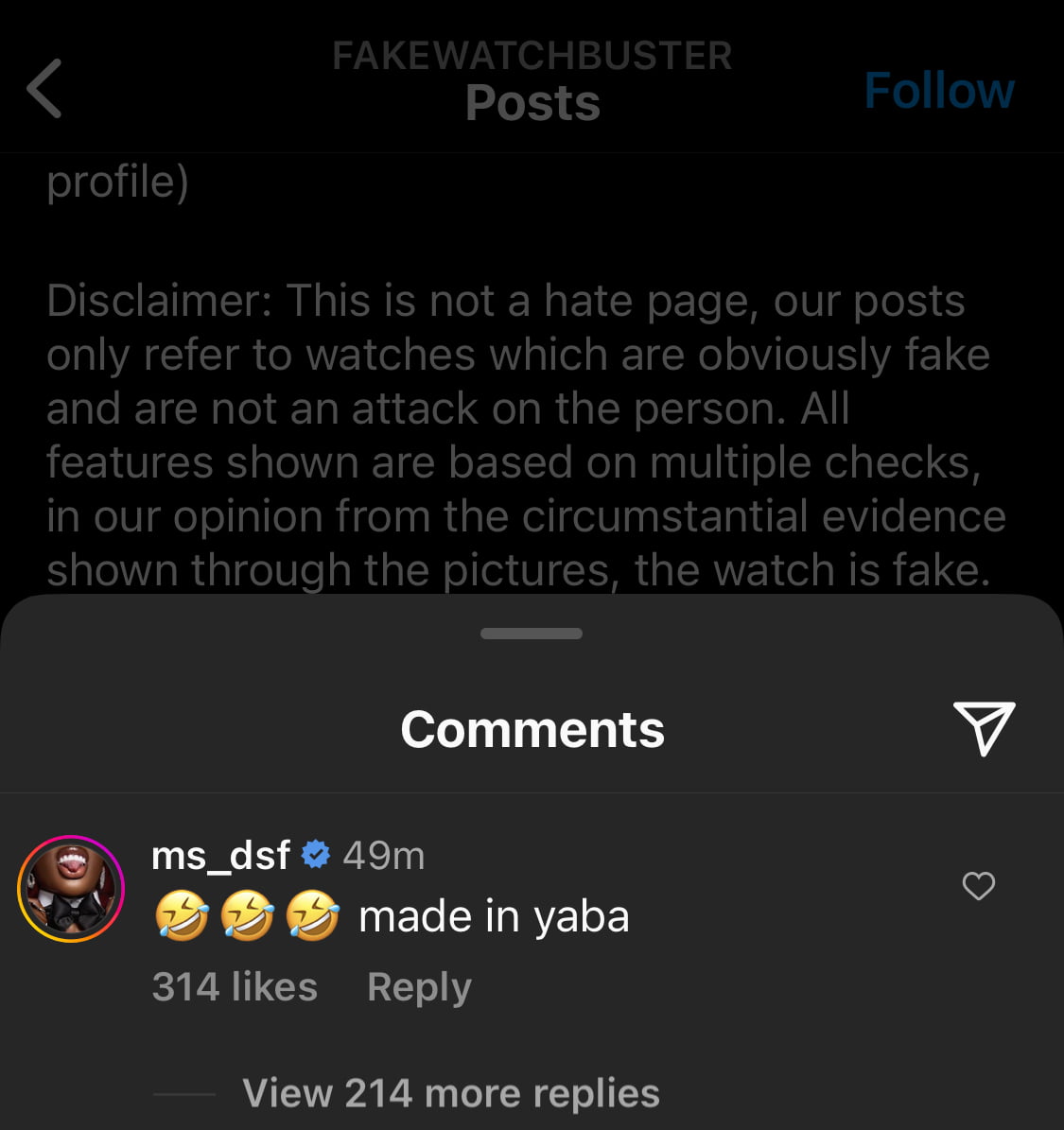 Ms Dsf mocks Skiibii in the comment section.